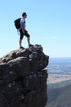hiking mountain backpacker rock cliff PXhere
